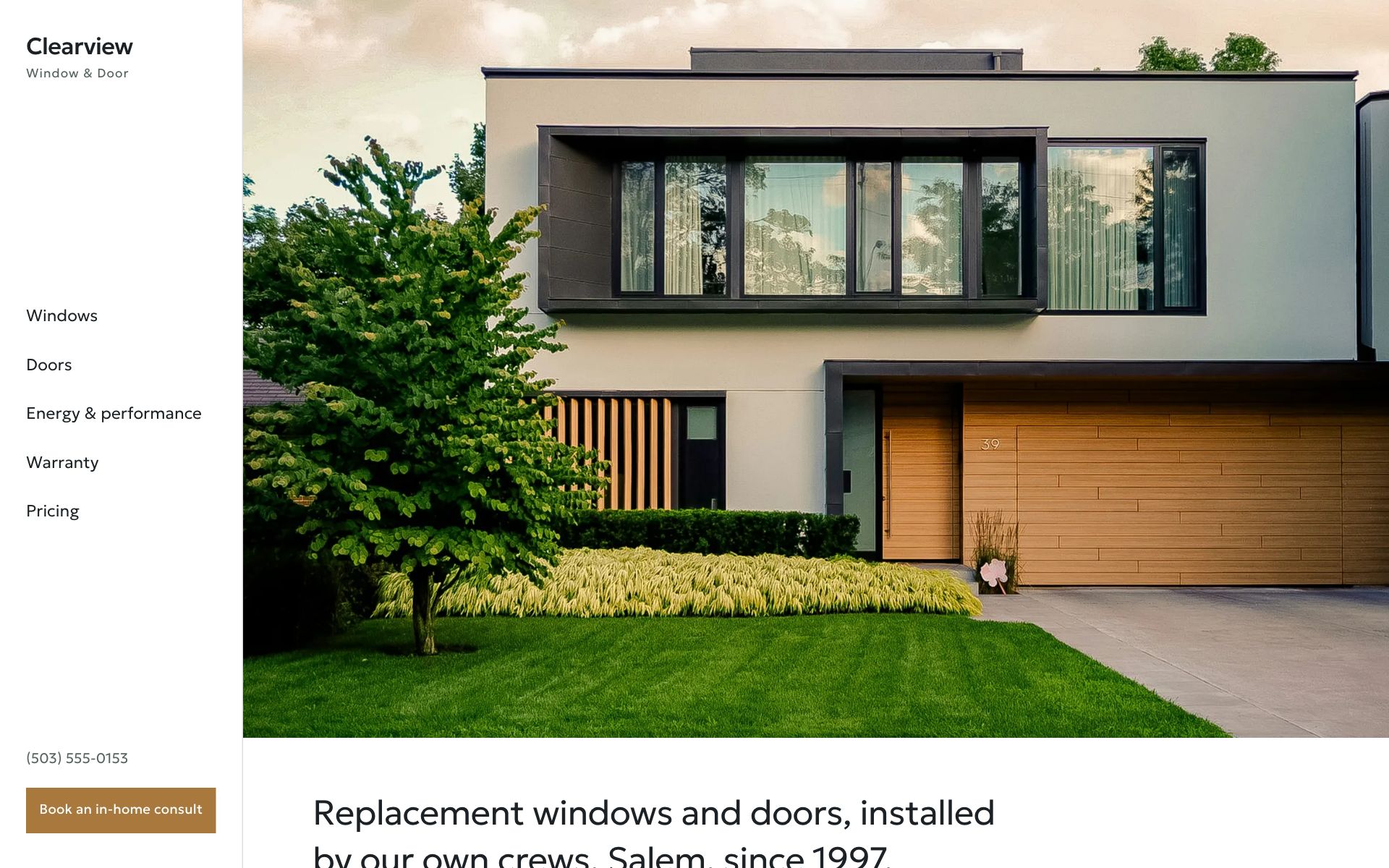 Clearview Window & Door homepage